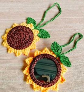 Handmade Crochet Sunflower Mirror