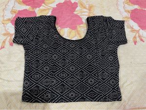 Black Bandhani Print Blouse