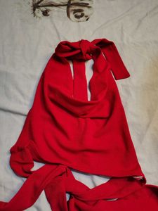 Sexy Red Halter Neck Crop Top
