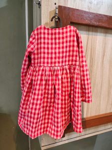 Red Riding Embroidery Woven Dress With