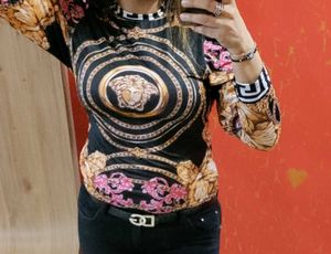 Chic Baroque Print Long Sleeve Top