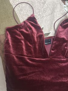 Velvet Deep V-Neck Crop Top