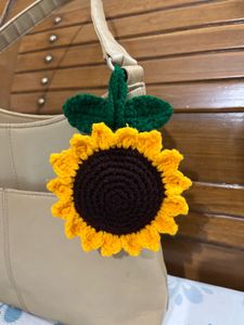 Crocheted Sunflower Bag Charm
