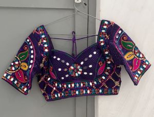 💜 Vibrant Purple Mirror-Work Choli ✨