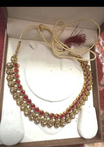 Elegant Indian Necklace with Red Stones