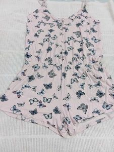 Pink Butterfly Print Romper