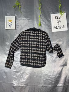 Black Palm Tree Print Bomber Jacket