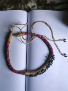 Boho Fabric Necklace with Beads