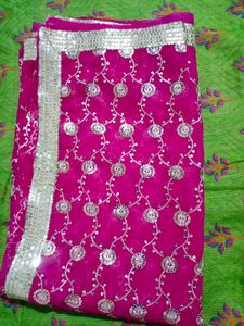 Fully Worked Light Weighted Rani Pink Saree