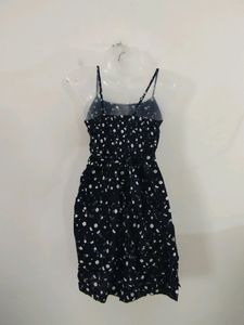 Navy Blue Printed Wrap Dress ( Women)