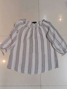 Happy🕐 Hr.  Branded Striped Casual Blouse Top