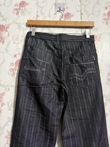 Vintage Dark Wash Pinstripe Denim Trousers – Slim