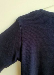 Black Ribbed Short Sleeve Top