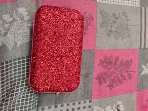 Sparkling Red Beaded Clutch Bag
