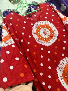 Red Bandhani Print Kurta Set