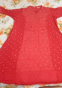 Red Foil-Printed Kurta