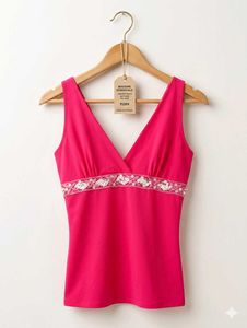 V-Neck Embellished Pink Top