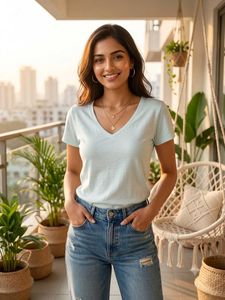Light Blue V-Neck T-Shirt