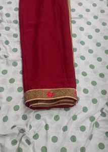 Elegant Red Saree with Gold Border