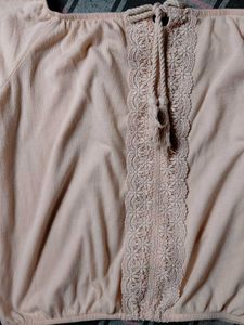 Chic Lace Trim Off-Shoulder Top