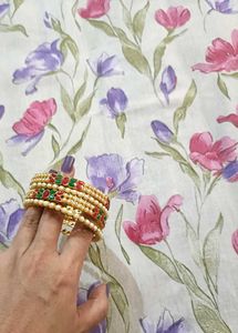 Elegant Pearl and Kundan Bangles Set