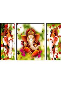 Lord Ganesha Set Of 3 Canvas Wall Painting Pack 2