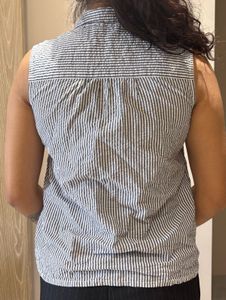 Striped Sleeveless Collared Top