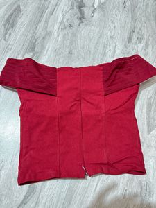 Red Off-Shoulder Smocked Top