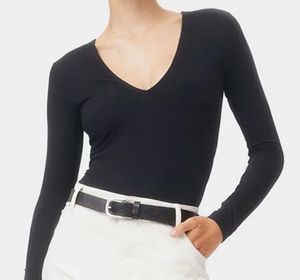 Classic Black Long Sleeve V-Neck Bodysuit