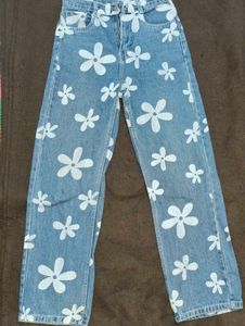 Blue Floral Print Jeans | MK Denim | Size 26 | Lik