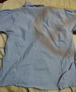 Blue and White Striped Button-Up Top