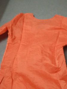 Vibrant Orange Embroidered Kurta