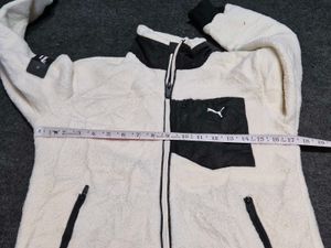 Puma Sherpa Teddy Fleece Zip Jacket (Cream/Black -