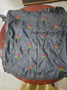 Embroidered black churidhar top