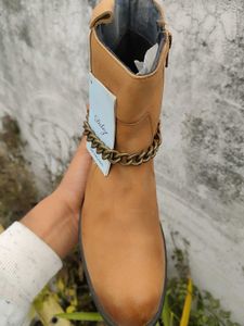 Stylish Tan Ankle Leather Boots(38 Size)