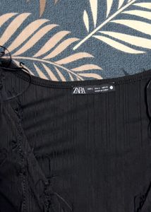 Zara fringes Black Textured Bodysuit