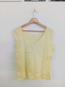 Elegant Yellow Embroidered Sleeveless Blouse