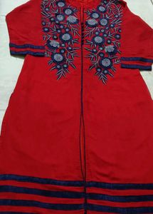 Embroidered Red Kurta