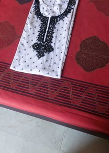White Kurta with Black Embellishment