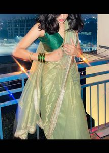 Elegant Green Organza Saree