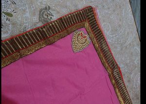 Elegant Pink Saree with Golden Border