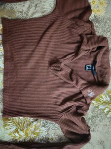Forever 21 Ribbed Collared Crop Top