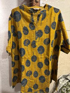 Joules Mustard Leaf Print Tunic