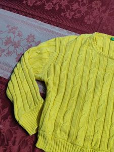 Benetton Yellow Cable Knit Sweater