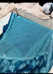 Teal Leaf Print Kurta Set
