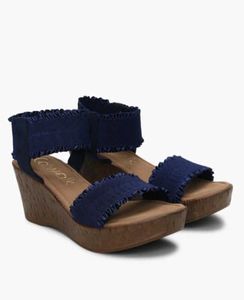 Ruffled Dual Strap Platform Heeled Wedges