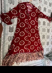 Maroon Printed Maxi Dress