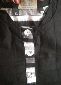 Brand New long black &amp; white cotton kurti