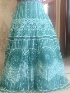 Stunning Teal Sequined Lehenga Choli