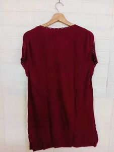 Maroon Crochet Detail Top